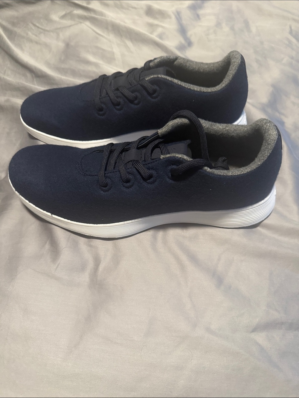 allbirds Navy Wool Runner NZ Lace-Up Sneakers with White Sole